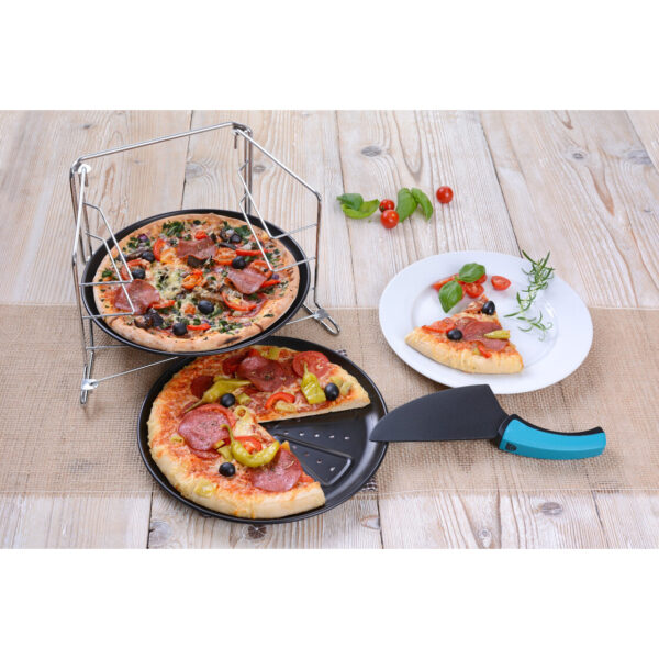 GRÄWE Pizzablech-Set mit Backofen-Gestell 4-tlg.Pizza-Set 